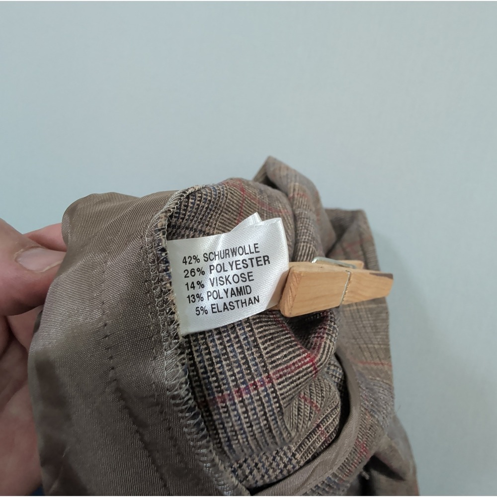 Maison Common Womens Plaid Wool Pants 46 US 10 12 Brown Trousers - Picture 4 of 12